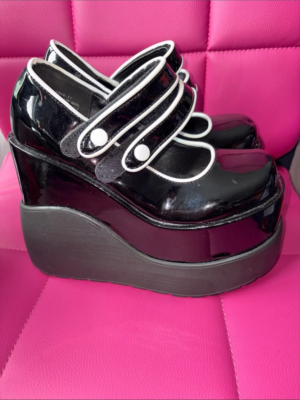 Demonia Void 37 MaryJane Platforms Black White Size 6